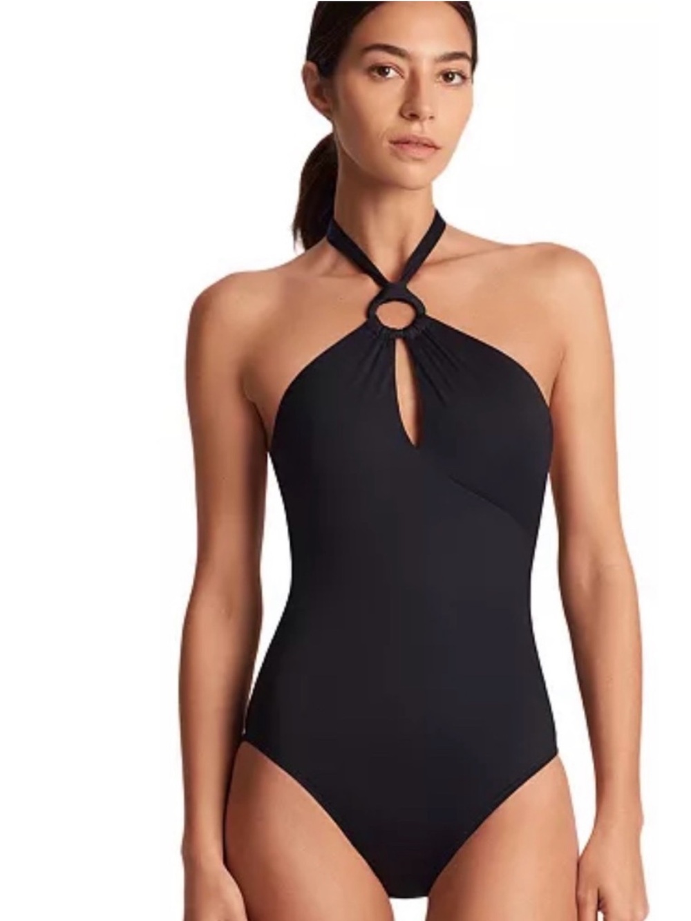 Lauren Ralph Lauren Black Halter Tank Suit, Flattering Style NWT Sz 16 Ret $160